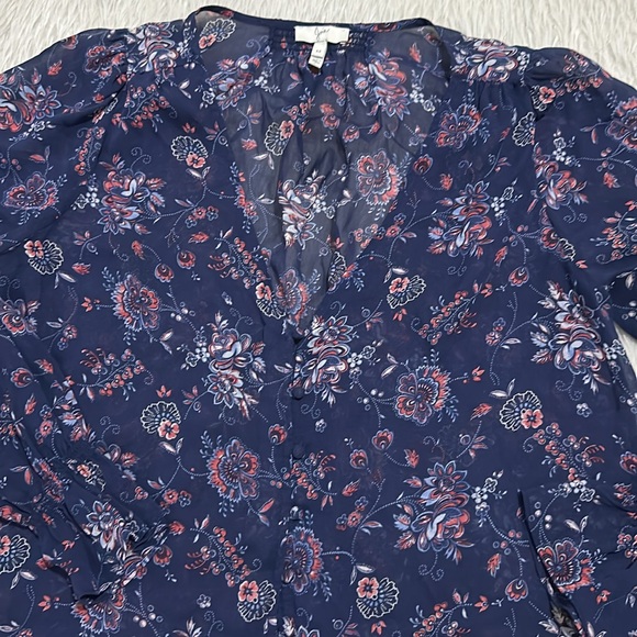 Joie blue floral paisley sheer boho button down blouse size medium - Picture 3 of 7
